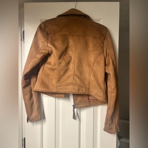 Like New Abercrombie Vegan Suede Moto Bomber Jacket, Brown - Picture 8 of 8